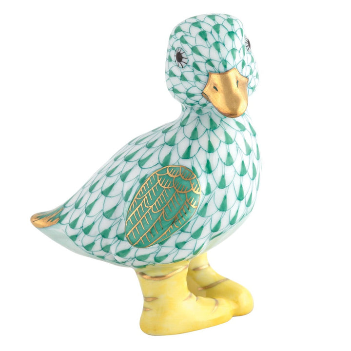 Herend Duckling in Boots Figurine Figurines Herend Green 