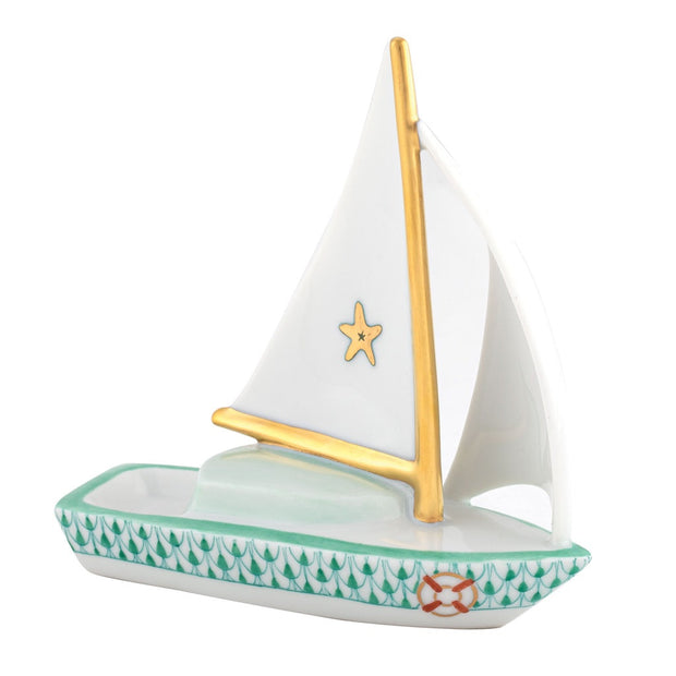 Herend Sailboat At Sea Figurine Figurines Herend Green 