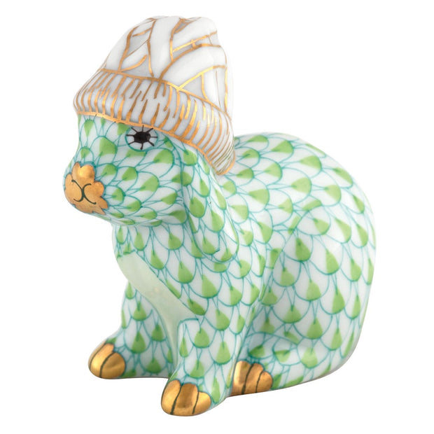 Herend Bunny With Winter Hat Figurine Figurines Herend Lime Green 