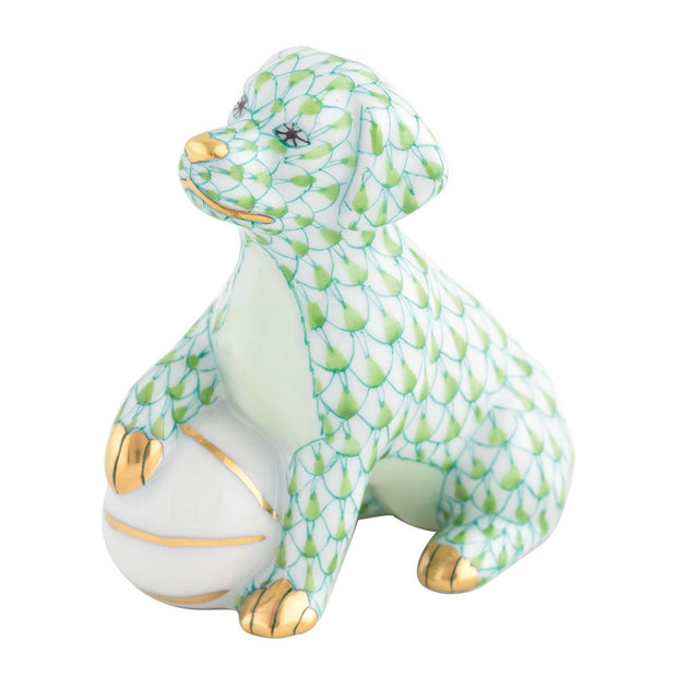 Herend Dog With Ball Figurine Figurines Herend Lime Green 