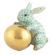 Herend Bunny With Egg Figurine Figurines Herend Lime Green 