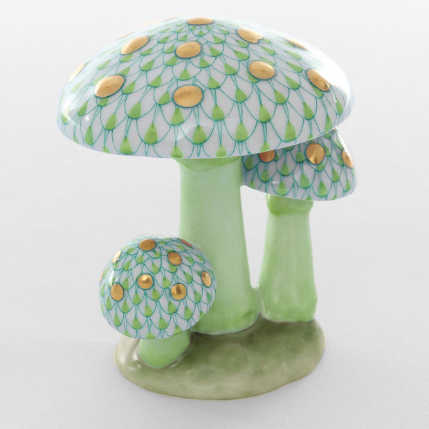 Herend Mushroom Trio Figurine Figurines Herend Lime Green 
