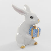 Herend Celebration Bunny Figurine Figurines Herend White-Blue 