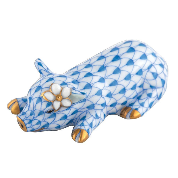 Herend Daisy the Pig Figurine Figurines Herend Blue 
