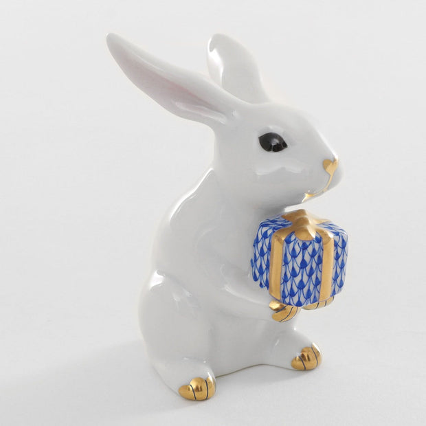Herend Celebration Bunny Figurine Figurines Herend White-Sapphire 