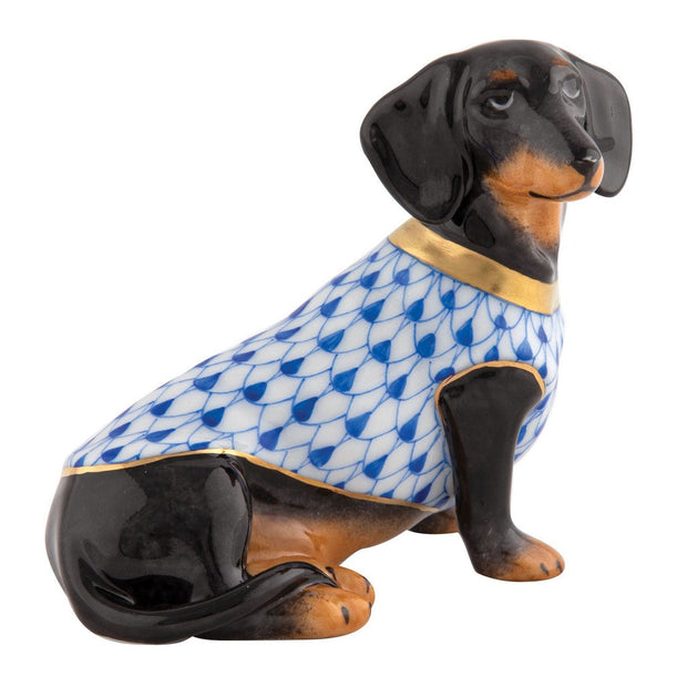 Herend Dachshund With Sweater Figurines Herend Sapphire 
