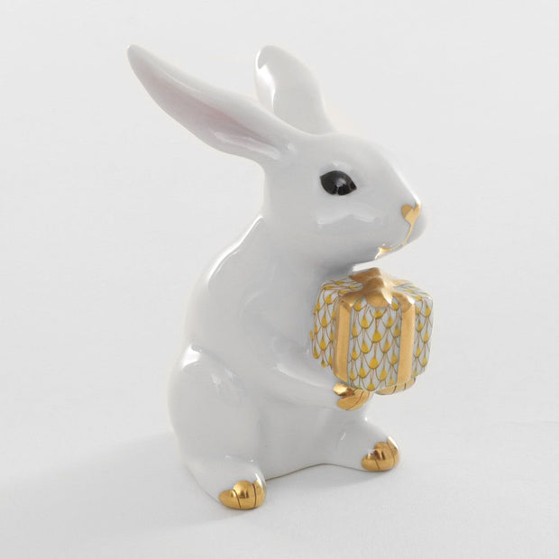 Herend Celebration Bunny Figurine Figurines Herend White-Butterscotch 