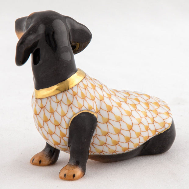 Herend Dachshund With Sweater Figurines Herend 