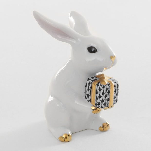 Herend Celebration Bunny Figurine Figurines Herend White-Black 