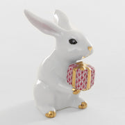 Herend Celebration Bunny Figurine Figurines Herend White-Raspberry 