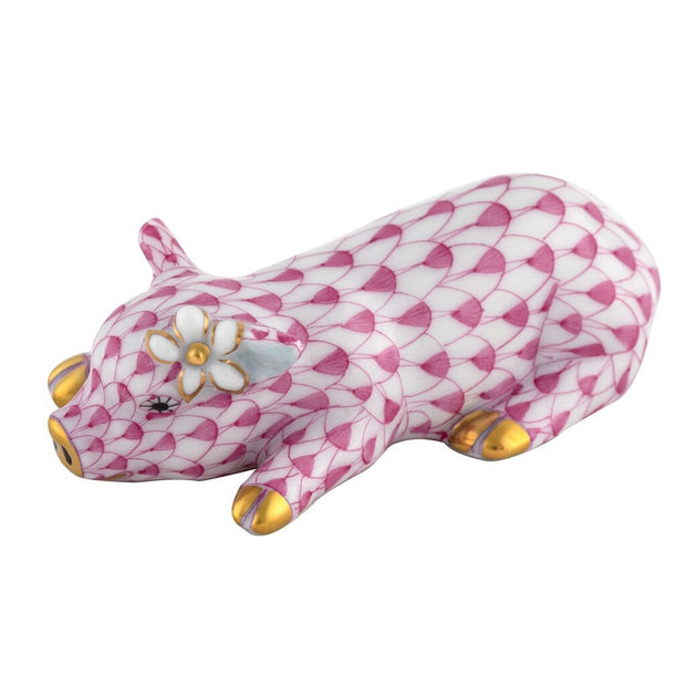 Herend Daisy the Pig Figurine Figurines Herend Raspberry (Pink) 