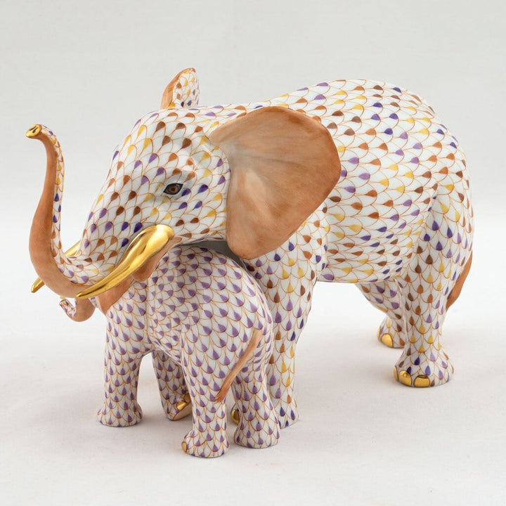 Herend Mother & Baby Elephant Figurine - Limited Edition Figurines Herend 
