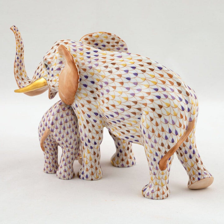 Herend Mother & Baby Elephant Figurine - Limited Edition Figurines Herend 