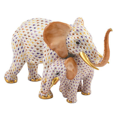 Herend Mother & Baby Elephant Figurine - Limited Edition Figurines Herend 