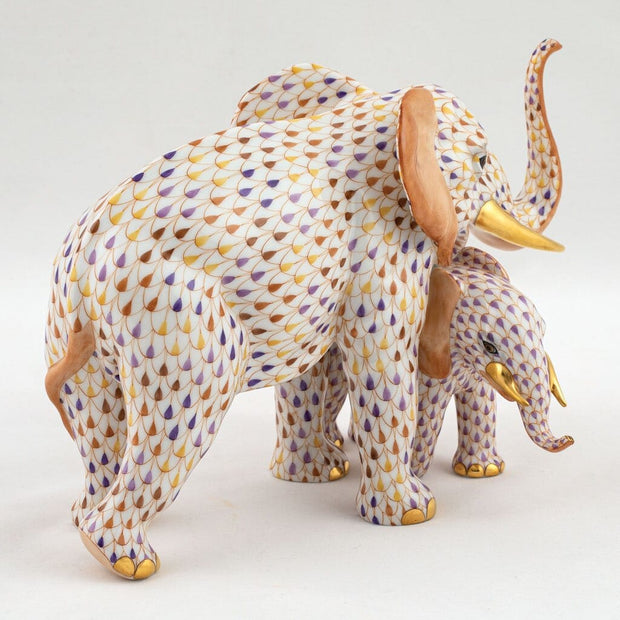 Herend Mother & Baby Elephant Figurine - Limited Edition Figurines Herend 
