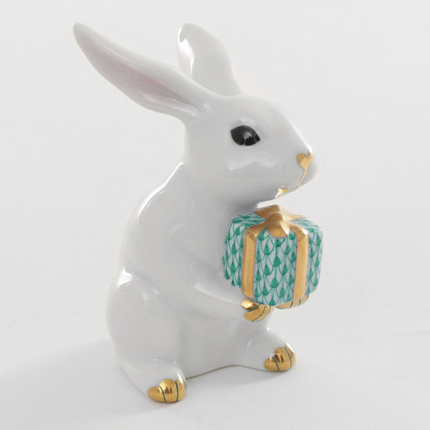 Herend Celebration Bunny Figurine Figurines Herend White-Green 