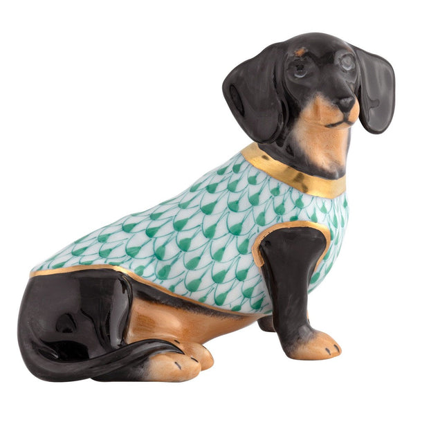 Herend Dachshund With Sweater Figurines Herend Green 