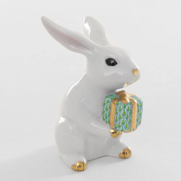 Herend Celebration Bunny Figurine Figurines Herend White-Keylime 