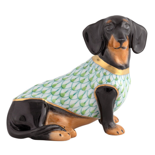 Herend Dachshund With Sweater Figurines Herend Lime Green 