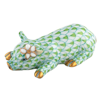 Herend Daisy the Pig Figurine Figurines Herend Lime Green 