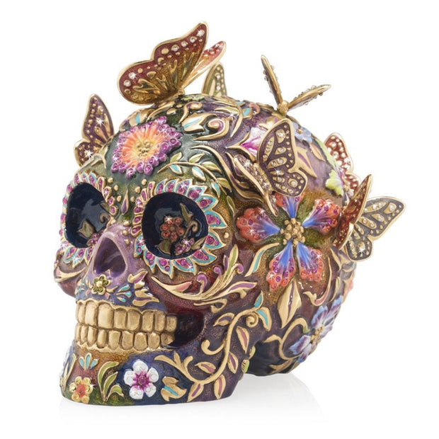 Jay Strongwater Frida Skull with Butterflies Figurine Figurines Jay Strongwater 