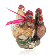 Jay Strongwater Three French Hens Glass Ornament Christmas Ornaments Jay Strongwater 