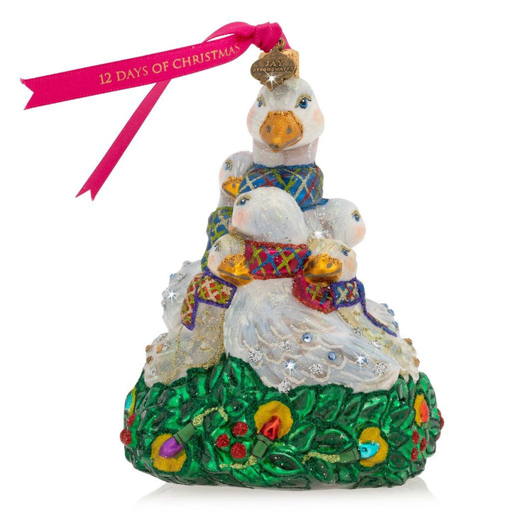 Jay Strongwater Six Geese Of Laying Glass Ornament Christmas Ornaments Jay Strongwater 
