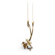Jay Strongwater Roselyn Orchid Double Candlestick - Golden Candle Holders Jay Strongwater 