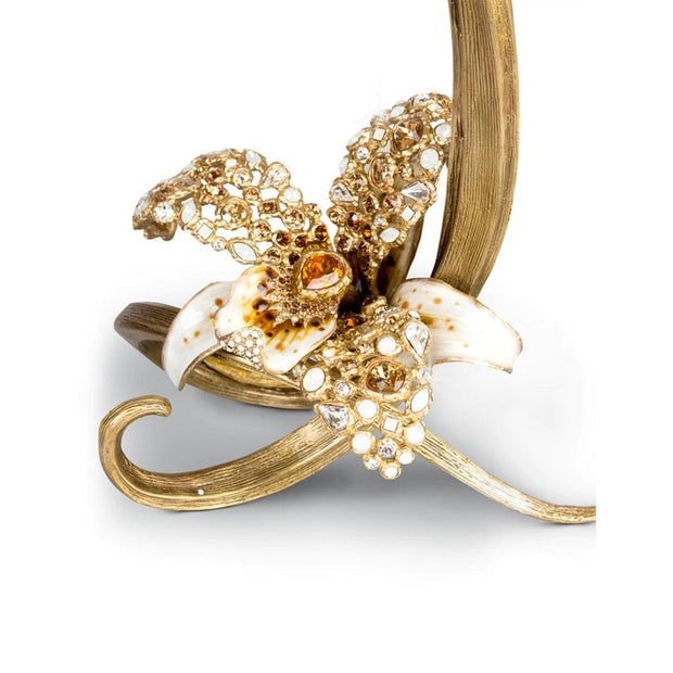 Jay Strongwater Mirabelle Orchid Single Candlestick - Golden Candle Holders Jay Strongwater 