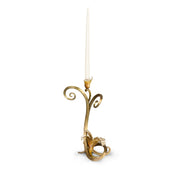 Jay Strongwater Mirabelle Orchid Single Candlestick - Golden Candle Holders Jay Strongwater 
