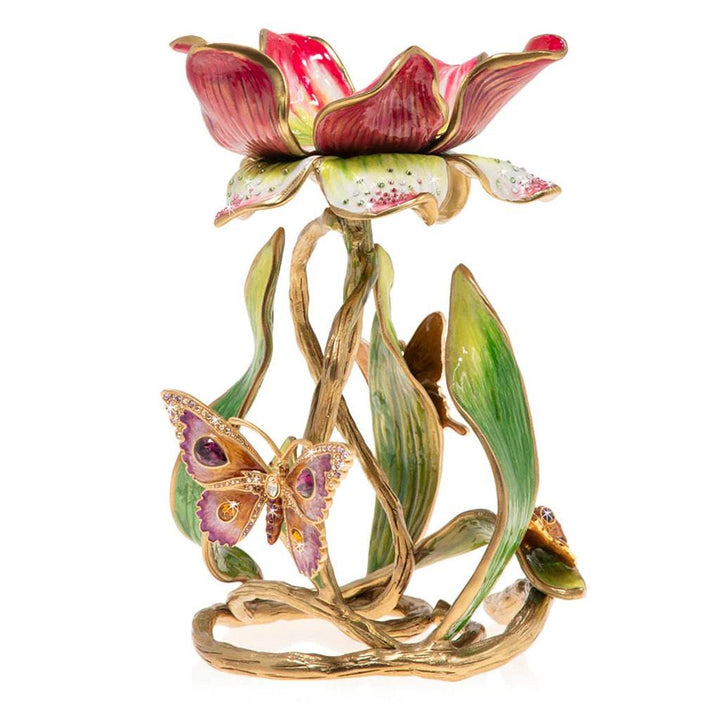 Jay Strongwater Meredith Floral 9" Pillar Candle Holder Candle Holders Jay Strongwater 