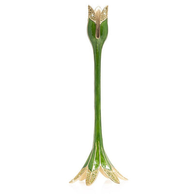 Jay Strongwater Ambrosius Tulip Tall Candle Stick Holder - Leaf Candle Holders Jay Strongwater 