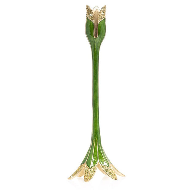 Jay Strongwater Ambrosius Tulip Tall Candle Stick Holder - Leaf Candle Holders Jay Strongwater 