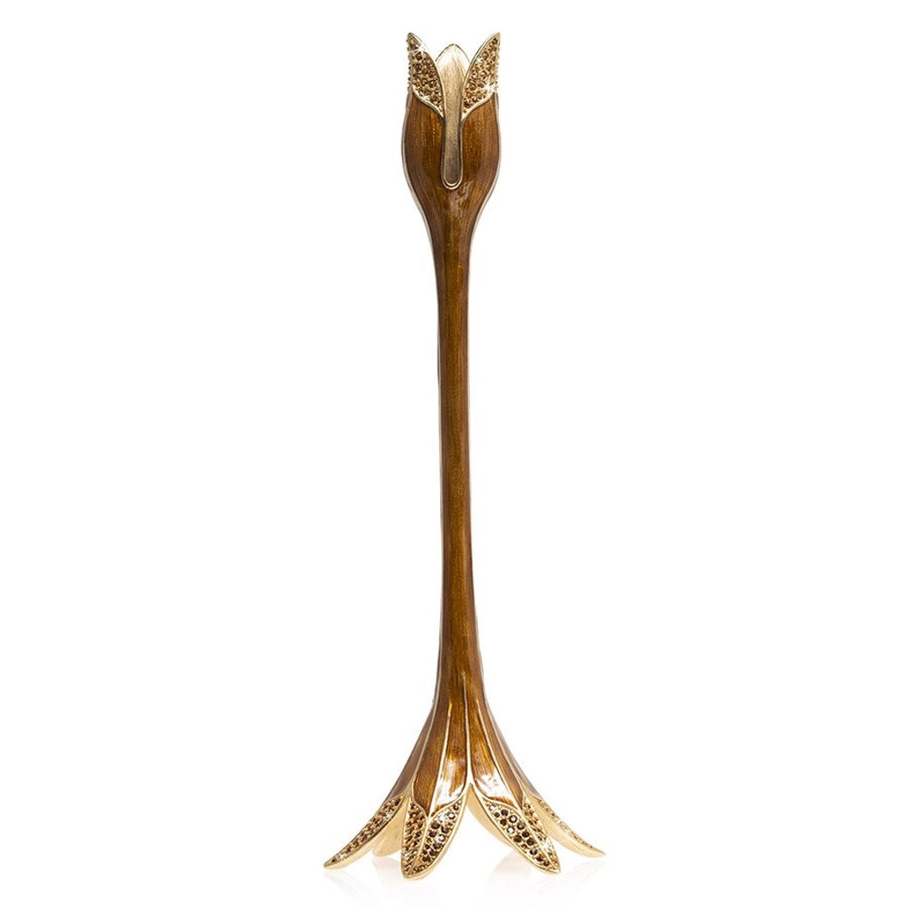 Jay Strongwater Ambrosius Tulip Tall Candle Stick Holder - Topaz Candle Holders Jay Strongwater 