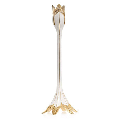 Jay Strongwater Ambrosius Tulip Tall Candle Stick Holder - White Candle Holders Jay Strongwater 