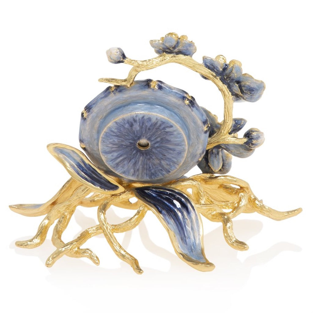 Jay Strongwater Tara Orchid Clock Delft Garden Clocks Jay Strongwater 