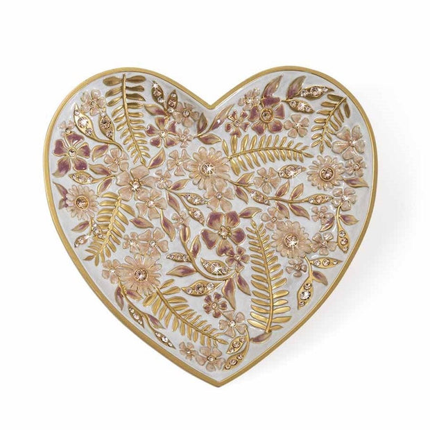 Jay Strongwater Aria Floral Heart Trinket Tray - Boudoir Trays Jay Strongwater 