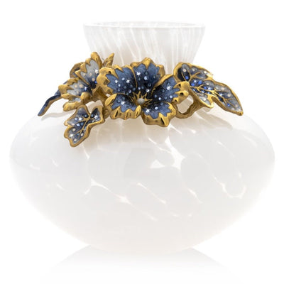 Jay Strongwater Holland Leaf & Flower Vase - Delft Garden Vases Jay Strongwater 