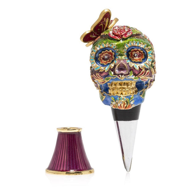 Jay Strongwater Skull Wine Stopper & Stand Barware Jay Strongwater 