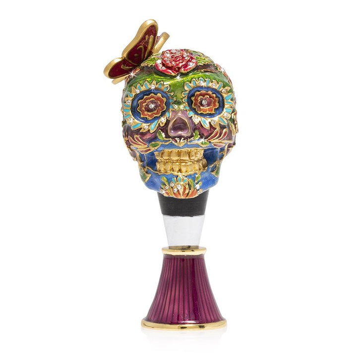 Jay Strongwater Skull Wine Stopper & Stand Barware Jay Strongwater 