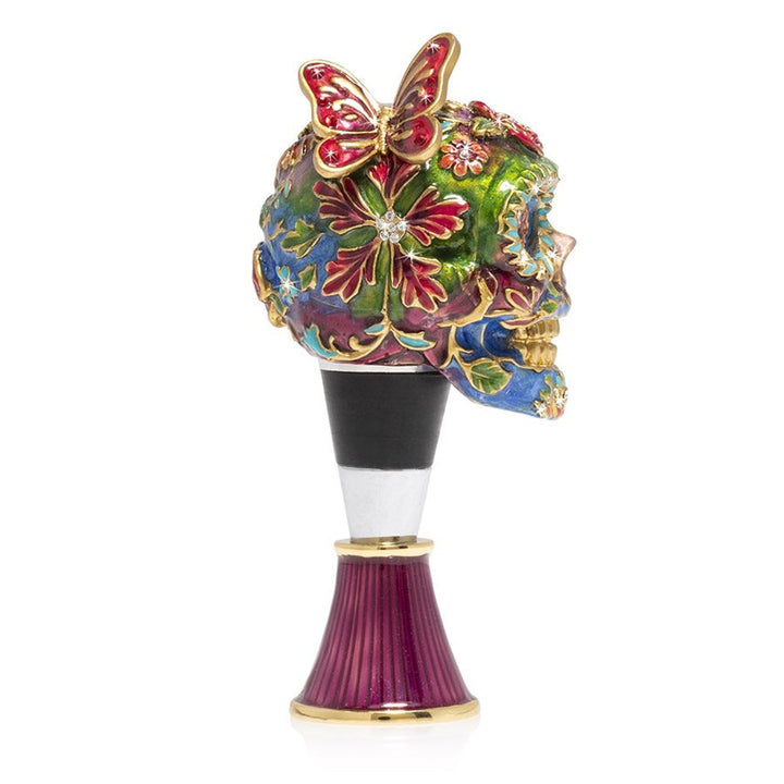 Jay Strongwater Skull Wine Stopper & Stand Barware Jay Strongwater 