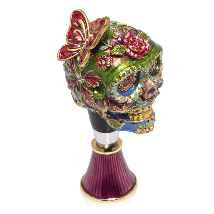 Jay Strongwater Skull Wine Stopper & Stand Barware Jay Strongwater 