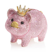 Jay Strongwater Pave Piggy Bank With Crown Figurines Jay Strongwater 
