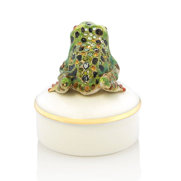 Jay Strongwater Mac Frog Round Porcelain Box Boxes Jay Strongwater 