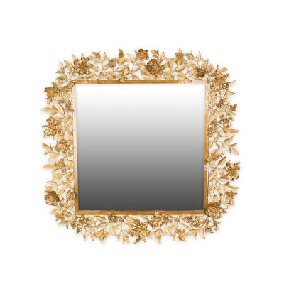 Jay Strongwater Camille Gilded Floral Leaf Mirror Mirrors Jay Strongwater 
