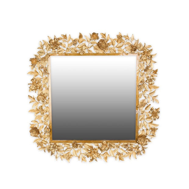 Jay Strongwater Camille Gilded Floral Leaf Mirror Mirrors Jay Strongwater 