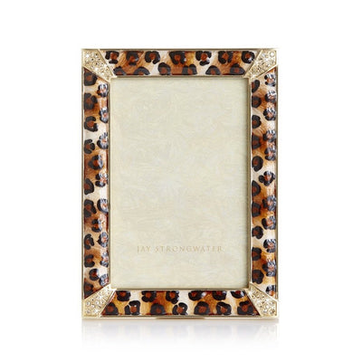 Jay Strongwater Leopard Spotted Pave Corner 4" x 6" Frame Picture Frames Jay Strongwater 