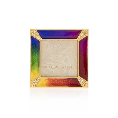 Jay Strongwater Leland Pave Corner 2" Square Frame - Rainbow Picture Frames Jay Strongwater 