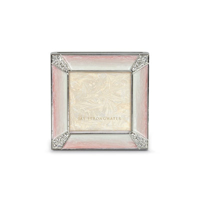 Jay Strongwater Leland Pave Corner 2" Square Frame - Pale Pink Picture Frames Jay Strongwater 