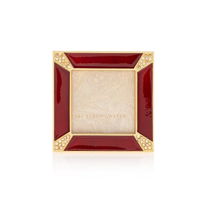 Jay Strongwater Leland Pave Corner 2" Square Frame - Ruby Picture Frames Jay Strongwater 